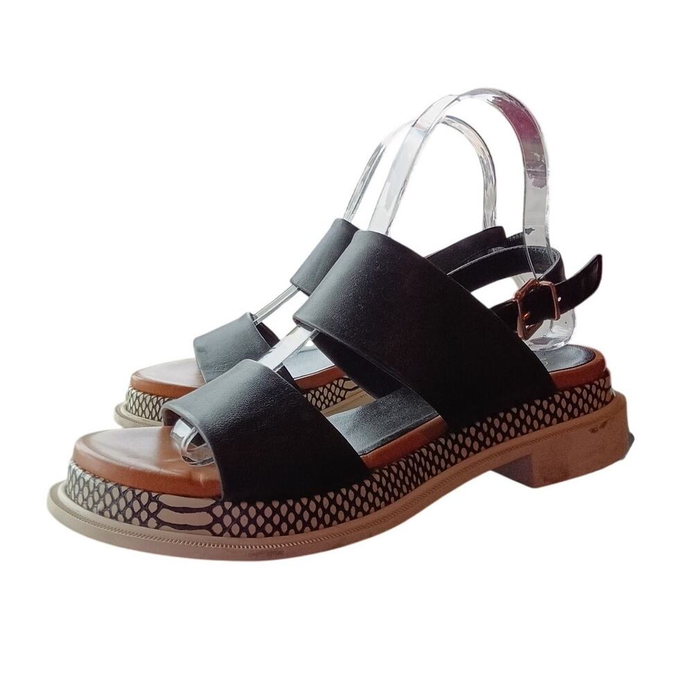 Robert Clergerie Black Leather Platform Sandals - 37 (6.5 US)
